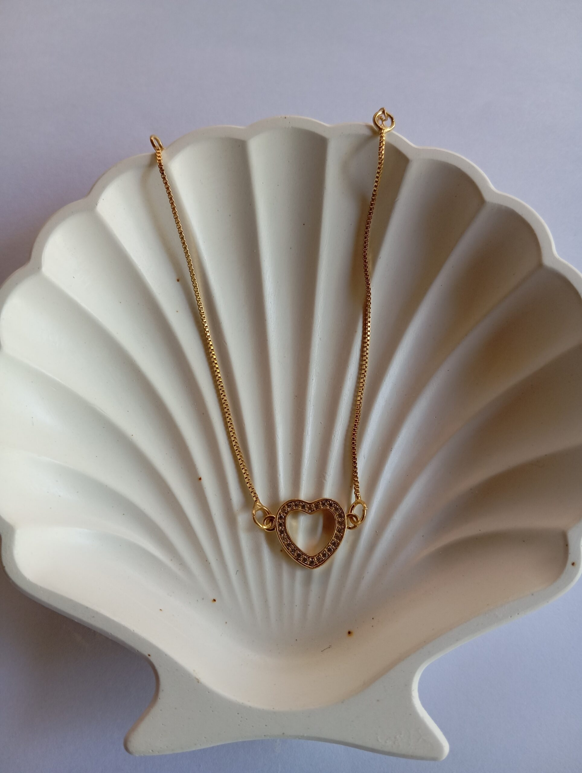 Pulseira Coração Cravejado Dourado - Imagem 3
